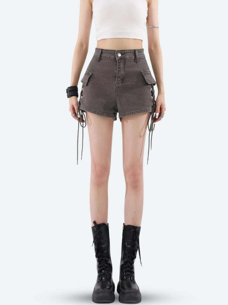 Fairy Grunge Cargo Shorts - Y2K Aesthetic & Coquette Style Fusion