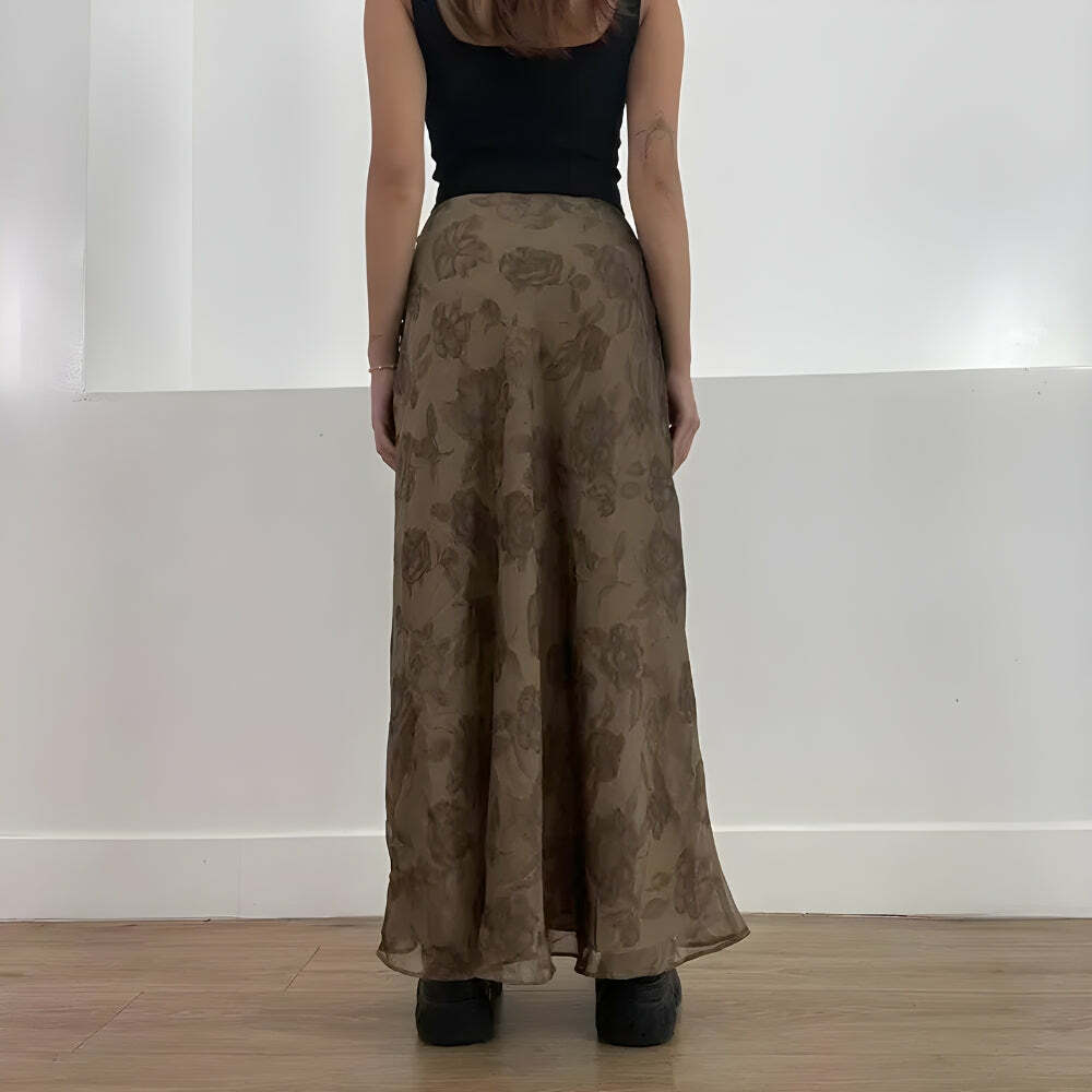 Fairy Grunge Floral Maxi Skirt - Y2K Aesthetic Clothing for Unique Styles