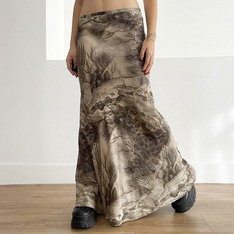 Fairy Grunge Forest Maxi Skirt - Y2K Aesthetic Clothing for Unique Styles