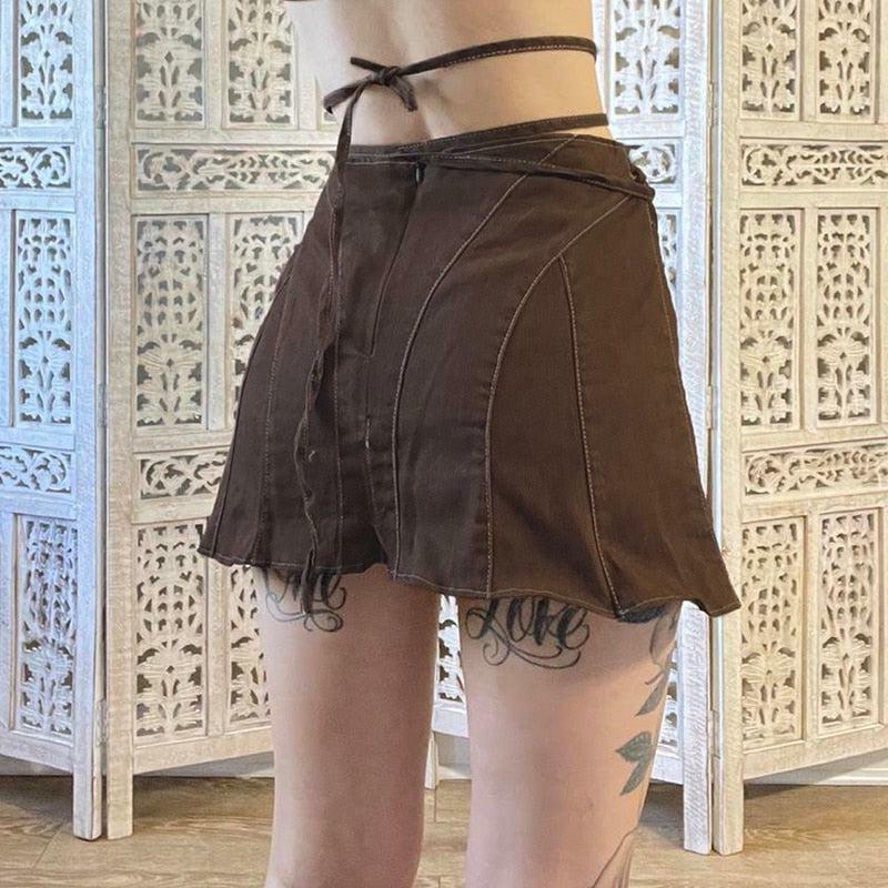 Fairy Grunge Lace-Up Mini Skort | Y2K Aesthetic & Coquette Style