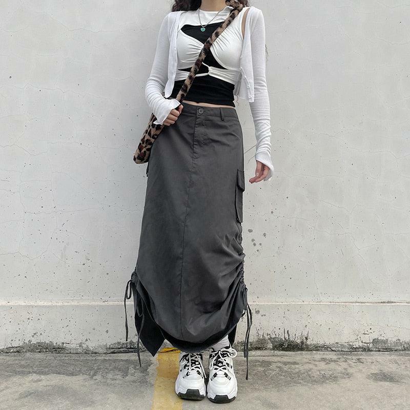 Fairy Grunge Parachute Maxi Skirt - Y2K Aesthetic Clothing for Unique Styles