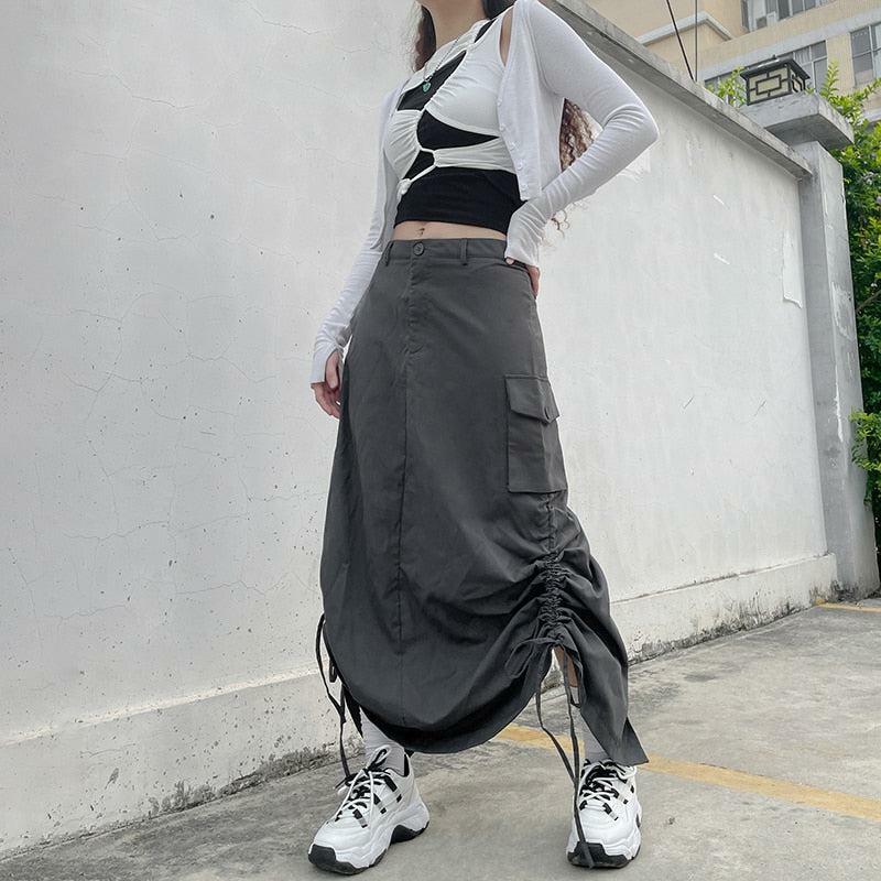 Fairy Grunge Parachute Maxi Skirt - Y2K Aesthetic Clothing for Unique Styles