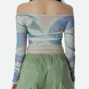 Fairycore Butterfly Mesh Top - Y2K Aesthetic Clothing for Unique Styles