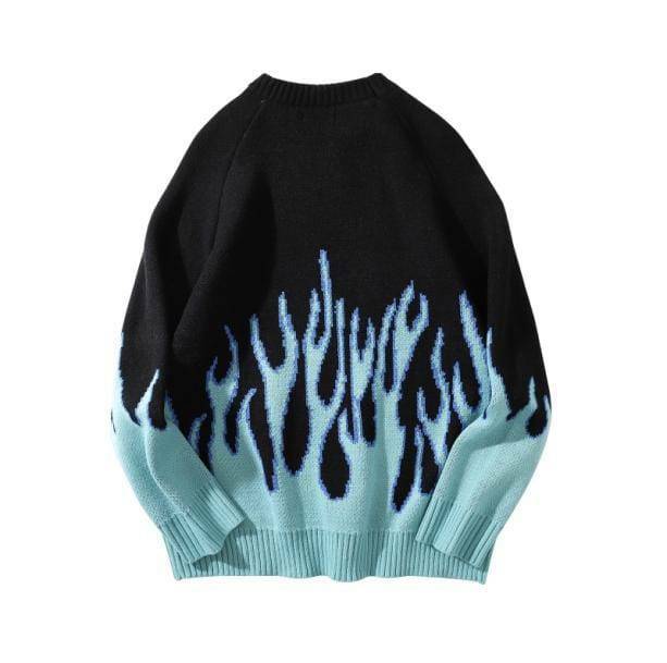 Fire Flames Sweater - Y2K Aesthetic Clothing for Trendy Outfits