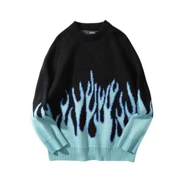 Fire Flames Sweater - Y2K Aesthetic Clothing for Trendy Outfits