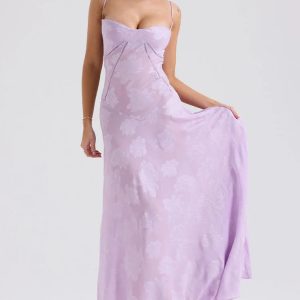 Floral Lace Up Maxi Dress - Y2K Aesthetic Coquette Style Outfit