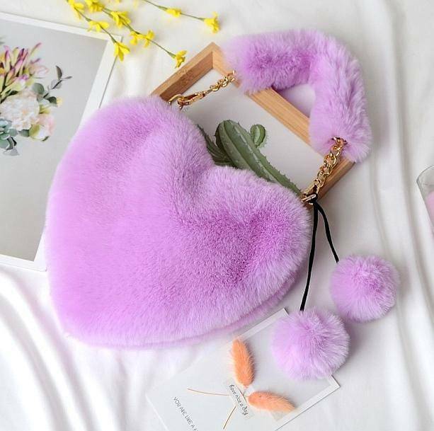 Fluffy Heart Bag: Y2K Aesthetic Coquette Style for Trendy Outfits