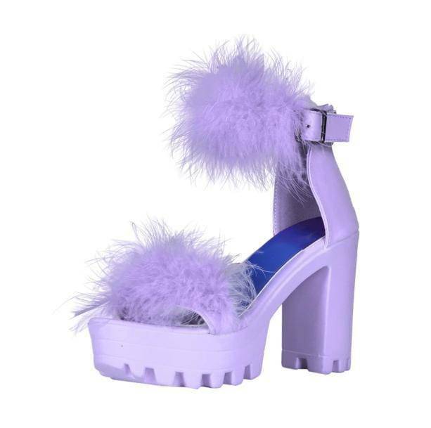 Fluffy Open Toe Party Shoes - Y2K Aesthetic Coquette Style Footwear