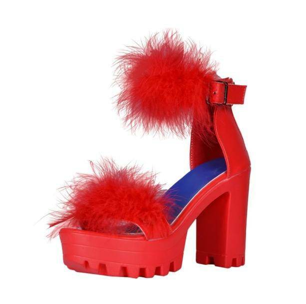 Fluffy Open Toe Party Shoes - Y2K Aesthetic Coquette Style Footwear