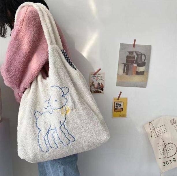 Fluffy Sheep Bag: Y2K Aesthetic Coquette Style for Trendy Outfits