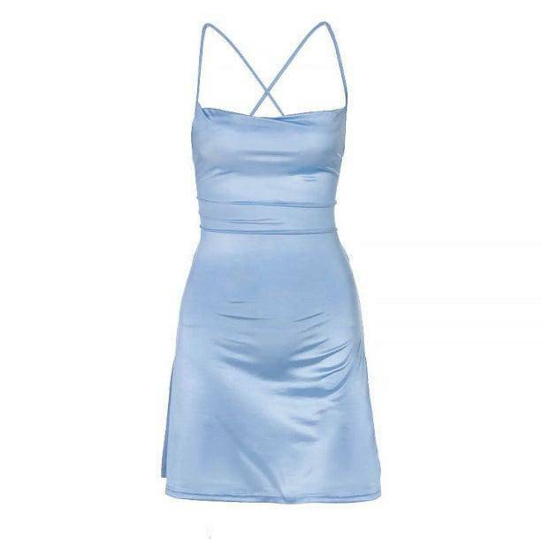 Forever Dreaming Backless Blue Dress - Y2K Coquette Aesthetic Style