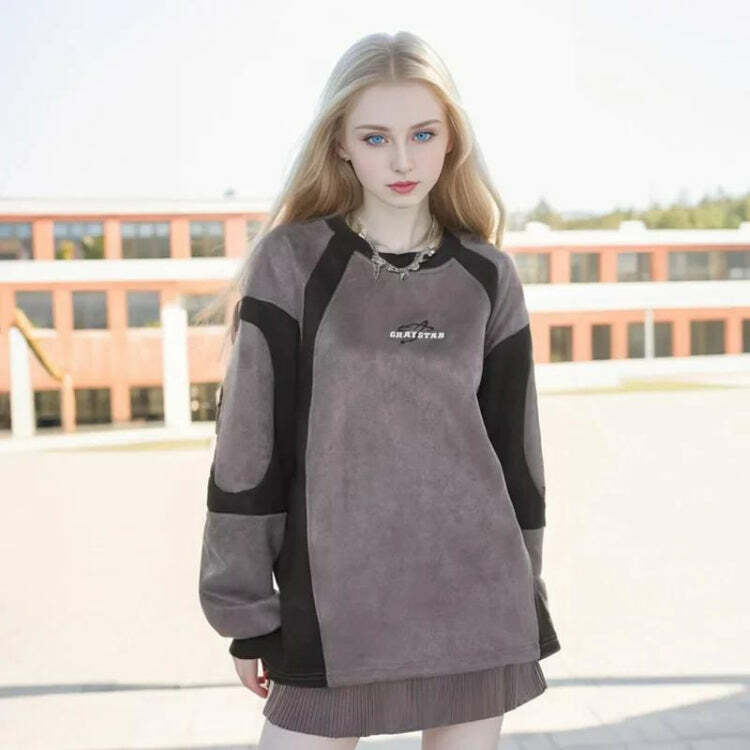 Geometric Shaped Graystar Sweatshirt - Y2K Aesthetic Coquette Style