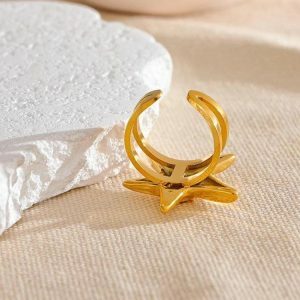 Gold Starfish Ring - Y2K Aesthetic Jewelry for Coquette & Soft Styles