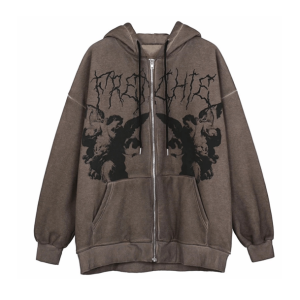 Grunge Guardian Hoodie: Y2K Aesthetic with Coquette and Goth Styles