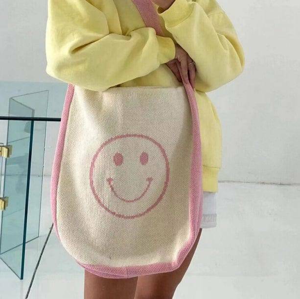 Happy Face Shoulder Bag - Y2K Aesthetic Coquette Style for Trendy Looks