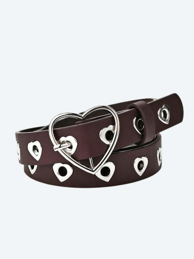 Heart Buckle Faux Leather Belt - Y2K Coquette Aesthetic Accessory