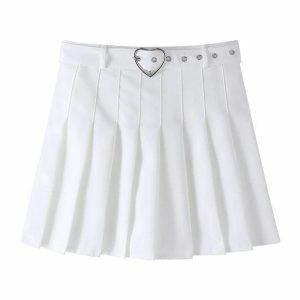 Heart Buckle Mini Skirt - Y2K Coquette Aesthetic Clothing for Trendy Looks