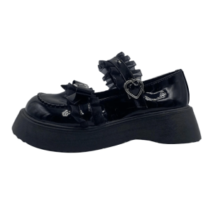 Heart Buckled Platform Shoes - Y2K Coquette Aesthetic Footwear