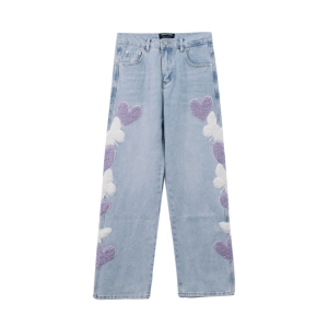 Heart Patchwork Straight Leg Jeans - Y2K Aesthetic Clothing for Trendy Styles