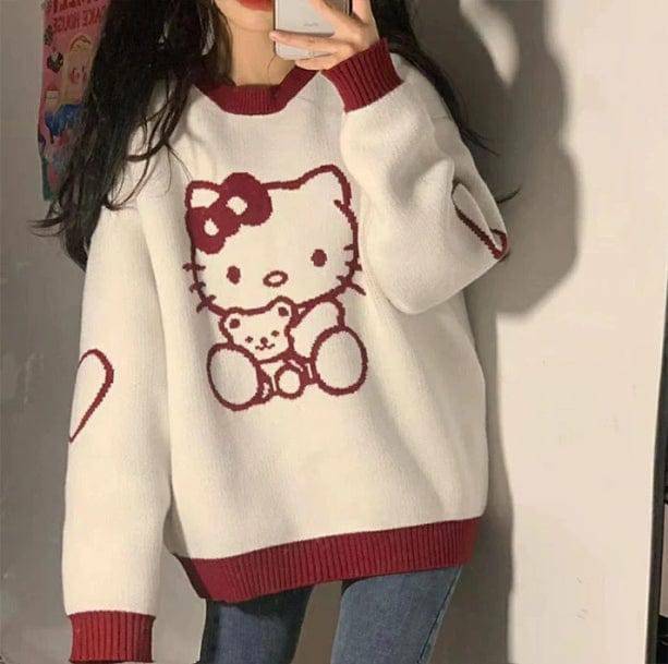 Hello Kitty Y2K Sweater: Cute Coquette Aesthetic for Trendy Outfits