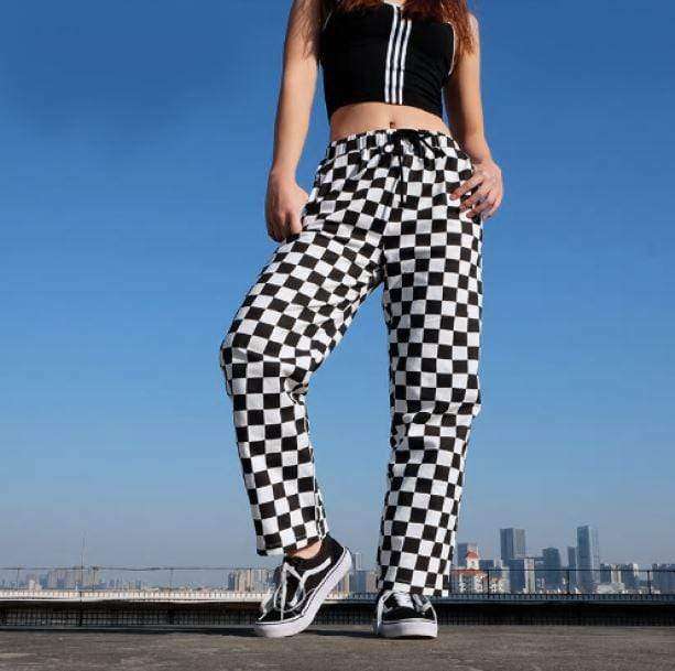 High Waist Black & White Y2K Pants - Trendy Coquette Aesthetic Style