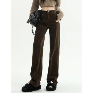 High Waist Corduroy Pants - Y2K Aesthetic Clothing for Trendy Outfits