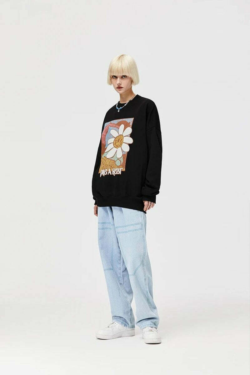 Indie Aesthetic Take a Rest Sweatshirt - Y2K Coquette Style