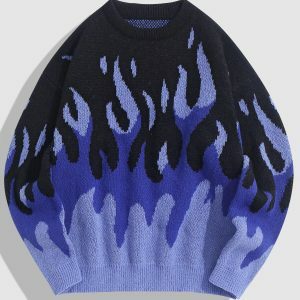 Indie Flame Y2K Knitted Sweater - Aesthetic Coquette Style Top