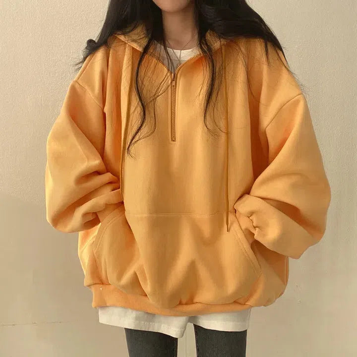 Indie Oversized Zip Up Hoodie - Y2K Aesthetic & Coquette Style