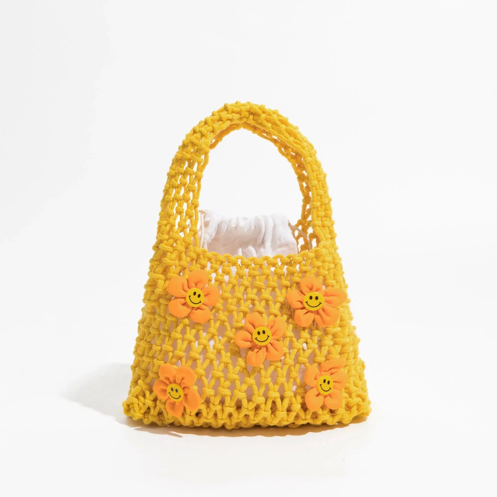 Indie Smiley Flowers Crochet Bag - Y2K Aesthetic Coquette Style