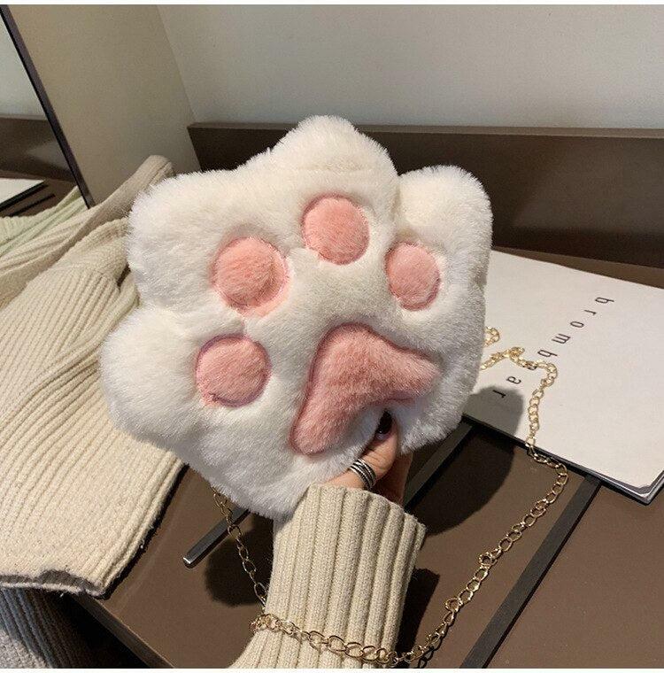 Kawaii Plush Paw Crossbody Bag - Y2K Aesthetic Coquette Style Accessory