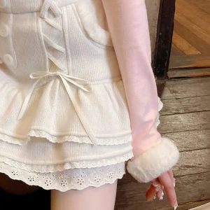 Kawaii Ruffled Layered Lace Mini Skirt - Y2K Coquette Aesthetic Fashion