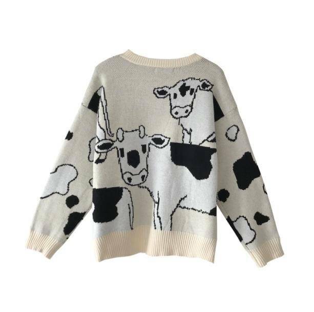 Lazy Cow Sweater: Y2K Aesthetic Coquette Style for Trendy Outfits