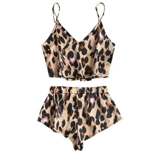 Leopard Satin Pajama Set - Y2K Aesthetic Coquette Style Sleepwear