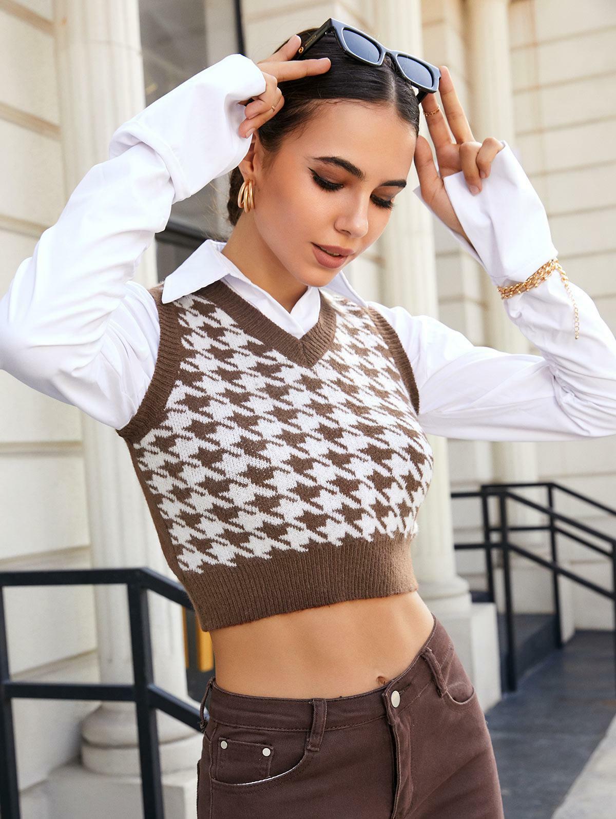 Light Academia Crop Sweater Vest - Y2K Aesthetic Coquette Style