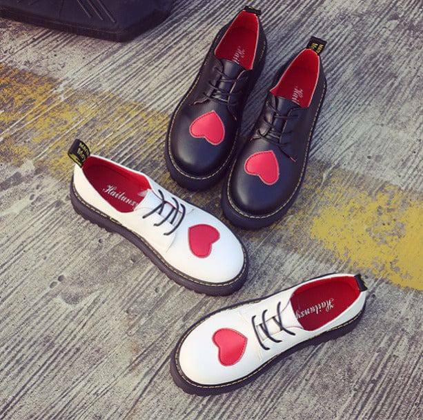 Love Heart Oxford Shoes - Y2K Coquette Aesthetic Footwear