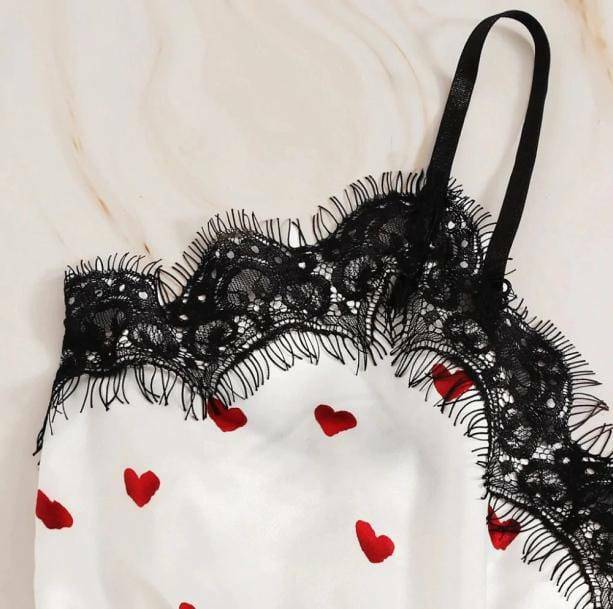 Love Hearts Y2K Pajama Set - Coquette Aesthetic Sleepwear Outfit