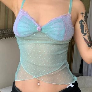 Mermaid Sheer Mesh Top - Y2K Aesthetic Clothing for Trendy Outfits