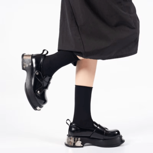 Metal Accents Goth Shoes: Y2K Aesthetic Footwear for Unique Styles