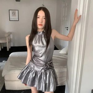 Metallic Mini Dress: Y2K Aesthetic Fashion for Trendy Outfits