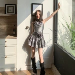 Metallic Mini Dress: Y2K Aesthetic Fashion for Trendy Outfits