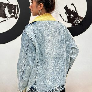 Mid Wash Patchwork Denim Jacket - Y2K Aesthetic Coquette Style