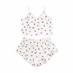 Mini Hearts Y2K Pajama Set - Coquette Aesthetic Sleepwear Outfit