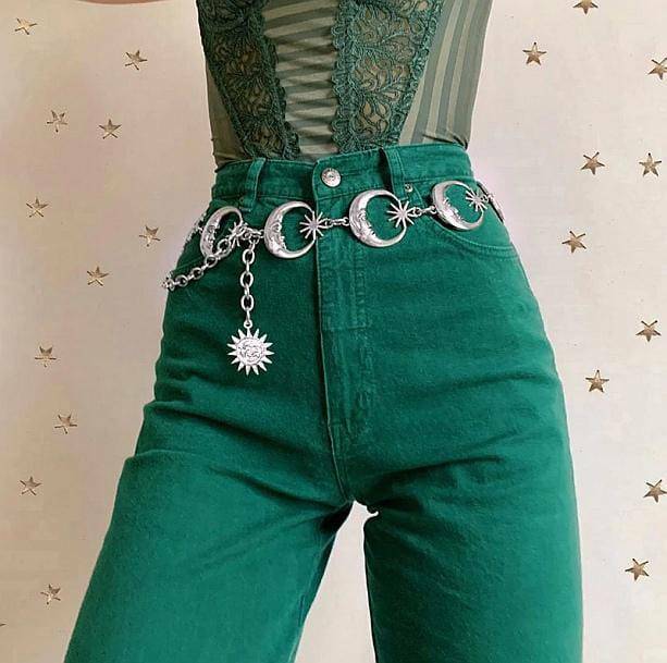 Moon Child Belt: Y2K Coquette Aesthetic for Trendy Outfit Styles