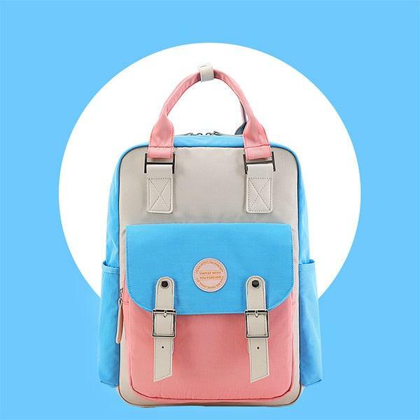 Multicolor Pastel School Backpack - Y2K Aesthetic & Coquette Style