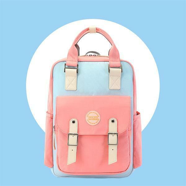 Multicolor Pastel School Backpack - Y2K Aesthetic & Coquette Style