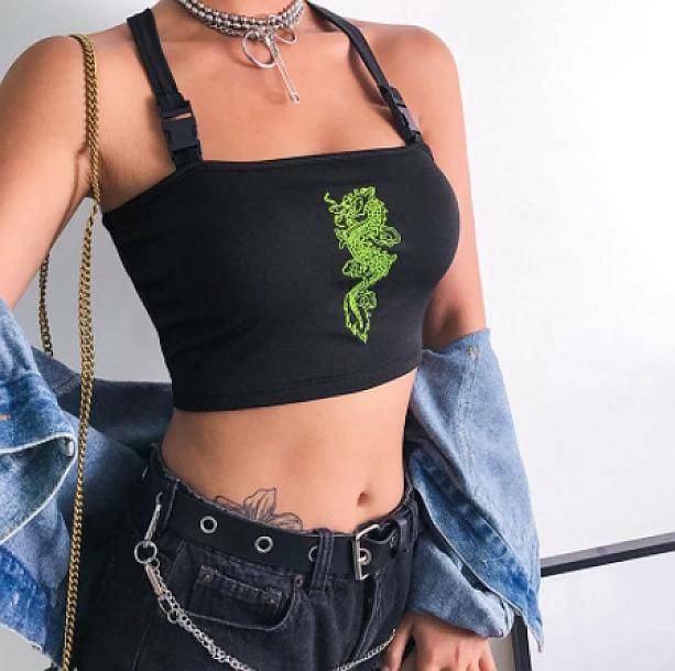 Neon Dragon Top: Y2K Aesthetic Clothing for Trendy Coquette Styles