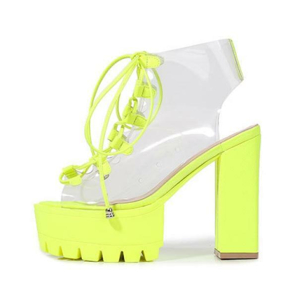 Neon Green Y2K High Heels for Coquette and Aesthetic Outfits