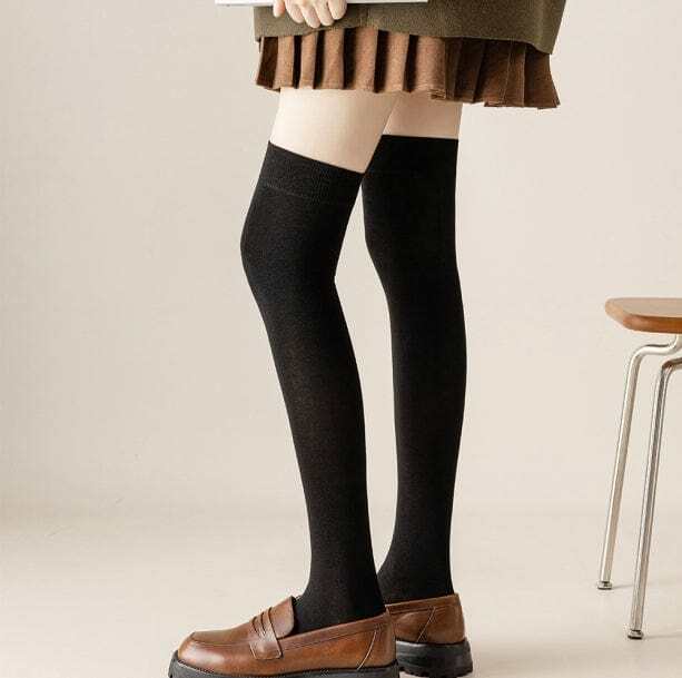 Over Knee Dark Academia Socks - Y2K Aesthetic & Coquette Style