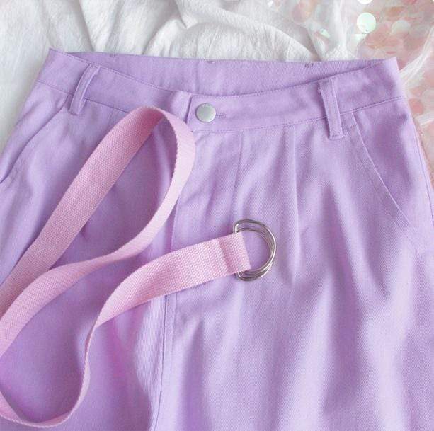 Pastel Lavender Y2K Pants - Coquette Aesthetic Clothing for Trendy Outfits